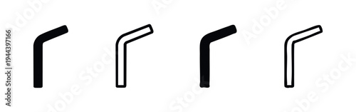 Bent drinking straw vector icons in various styles, ideal for beverage and party designs.