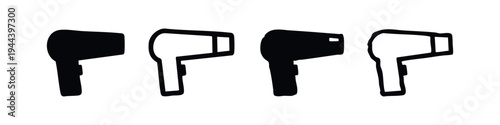Simple Hair Dryer Icon Collection. Basic Blow Dryer Vector Set for Hair Care Appliances.