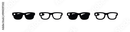 Classic Eyeglasses and Sunglasses Icon Collection. Fashionable Spectacles Vector Set for Vision Aid.
