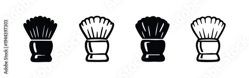 Shaving or Makeup Brush Icon Set. Cosmetic Tool Vector Symbols for Grooming and Beauty.