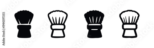 Classic Shaving and Makeup Brush Icons. Beauty and Grooming Tool Vector Set with Bristle Brush Symbols.