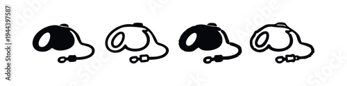 Pet Retractable Leash Icon Set
