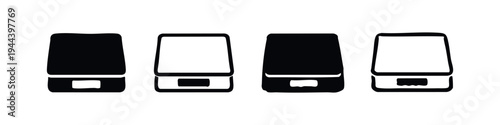Four different styles of modern smartphone or tablet icons for technology and communication.