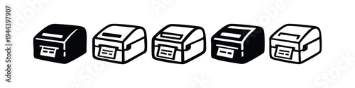 Receipt Printer and Cash Register Vector Icon Set - POS Terminal and Retail Transaction Device Symbols