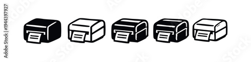 Modern Receipt Printer Icons - POS System Terminal and Retail Business Device Vector Set