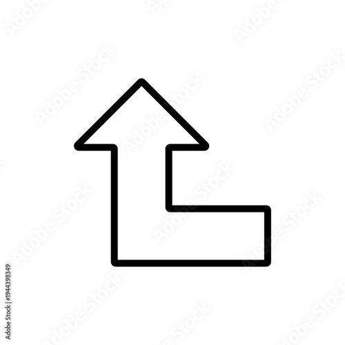 Outline arrow icon indicating an upward turn or direction for navigation.
