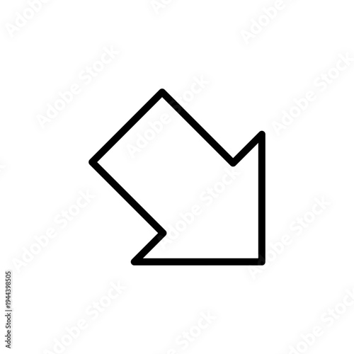 Outline arrow pointing diagonally down-right, indicating a specific direction.