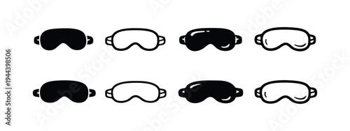 Ski and snowboard goggles icons set. Winter sport protective eyewear symbols.