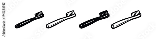 Manual Toothbrush Oral Hygiene Icons Set