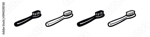 Generic Toothbrush for Dental Care Icons Set