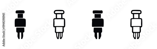 Medical Syringe or Injector Icon Set, Healthcare Device Vector Illustrations in Flat Design