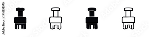 Industrial Plunger or Stamping Tool Icon Set, Manufacturing Equipment Vector Variations