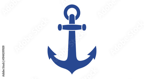 A simple blue anchor symbol on a plain white background, representing maritime themes.