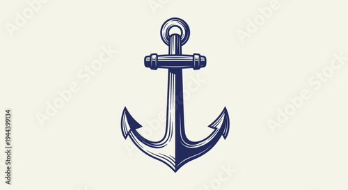 A classic blue and grey nautical anchor illustration on a light background, symbolizing stability and maritime heritage.