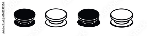 Cylindrical Pedestal Icons Set. Vector illustrations of round object bases or stands from a top-down view.