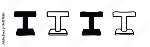 Minimalist Dumbbell Icons Set. Vector illustrations of fitness weights and exercise equipment in solid and outline styles.