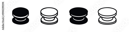 Oval Pedestal Icons Set. Vector illustrations of elliptical object bases or stands from a top-down view.