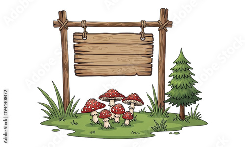 wooden signboard with christmas decoration