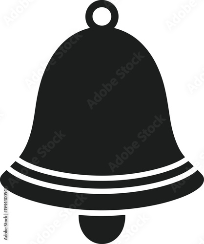 Black silhouette of an easter bell with white stripes and a loop for hanging vector
