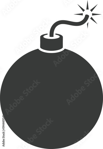 Vector bomb icon with fuse and spark