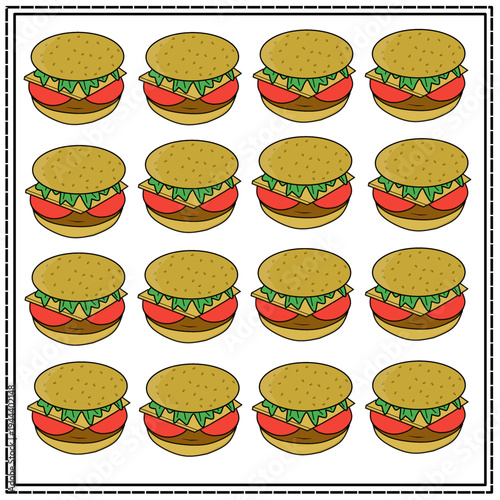 Seamless Burger Pattern Background Stock