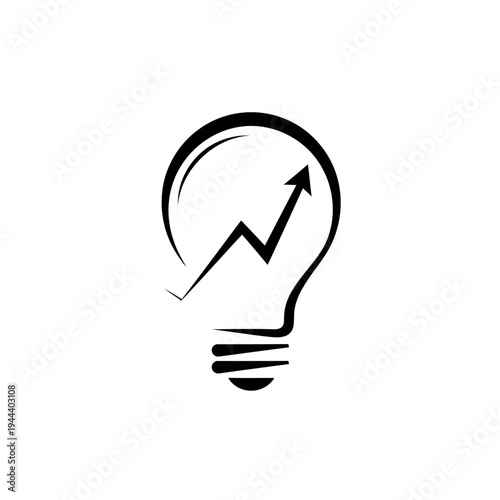 Lightbulb with upward trending graph icon