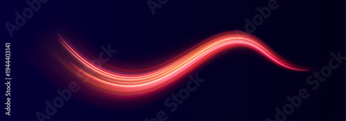 Neon ribbons twist and loop in fluid motion. Light streaks simulate futuristic speed and energy. Perfect for tech-inspired backgrounds.