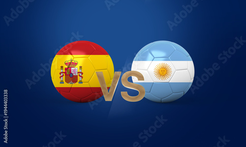 Fotografi Spain versus argentina football match concept