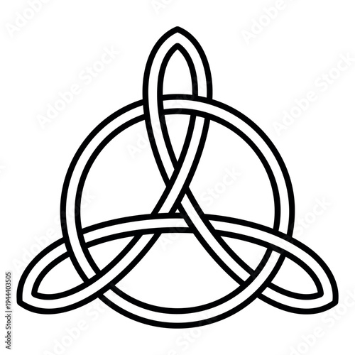 Intricate Vector Celtic Triquetra Knot with Interwoven Circular Design Symbol