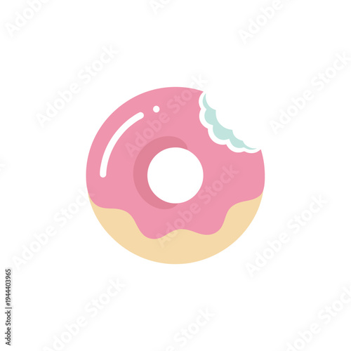 Pink Frosted Donut with Bite Taken.