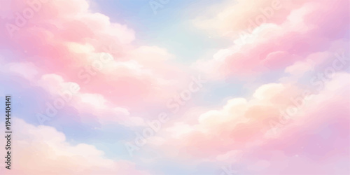 Dreamscape Clouds: Pastel clouds drift gently across a dreamy sky, blending hues of pink, blue, and yellow to create a soft, ethereal atmosphere that evokes feelings of peace and serenity.