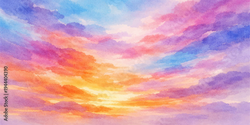 Sky of Dream: Witness the magic as the sky explodes in a symphony of vibrant colors. The canvas of the sky is adorned with clouds in hues of pink, orange, blue, and purple.