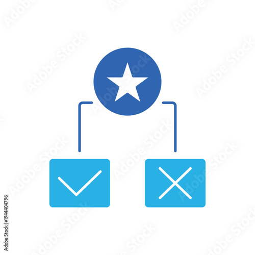 icon a reputation evaluation hierarchy with star and checkmark cross options, isolated against a clean background.