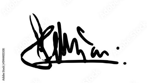 Hand Drawn Signature Illustration with Artistic Flourish and Cursive Script for Creative Personal Identity.