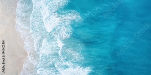Seaside Serenity: Aerial footage showing ocean wave cascading on the beach, offering refreshing view of coastline.