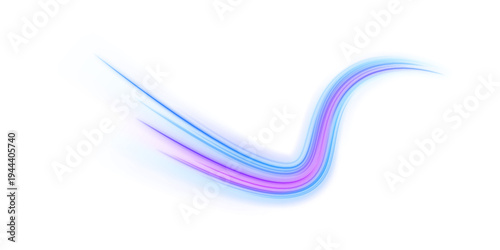 Bright cyan and magenta neon lines form abstract spirals. Motion blur emphasizes speed and dynamic flow. Perfect for digital and sci-fi designs. PNG