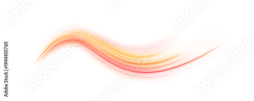 Vibrant yellow and red neon streaks spiral across the dark background. Motion blur enhances speed and kinetic energy. Ideal for futuristic city visuals. PNG