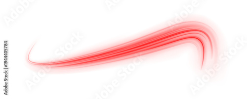 Neon red arcs curve and twist forming glowing abstract patterns. Motion lines radiate kinetic energy. Ideal for AI, tech, or sci-fi visuals. PNG