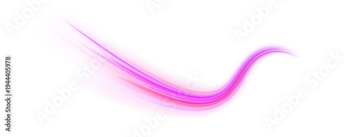 Pink and purple neon arcs flow fluidly, radiating energy. Motion blur adds dynamic speed perception. Perfect for futuristic or sci-fi backgrounds.