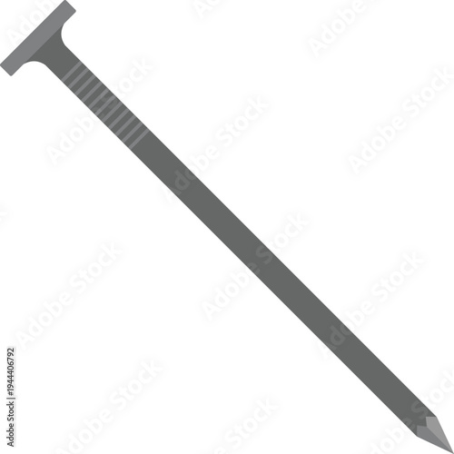 Construction Nail Flat Illustration Isolated on White Background