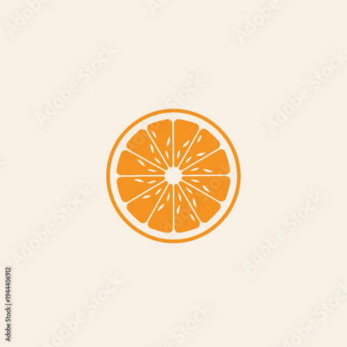 Fresh orange fruit slice isolated.