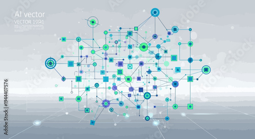 Colorful network connections vector illustration with nodes and lines