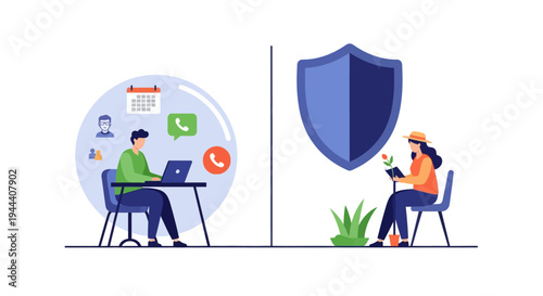 Digital Lifestyle vs. Protected Serenity: Work-Life Balance, Online Connectivity, and Mental Well-being with Nature and Shield