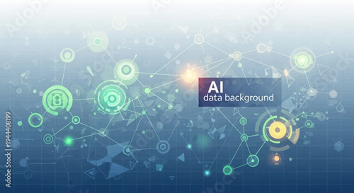 AI data background with futuristic network connections and neon green circuit el