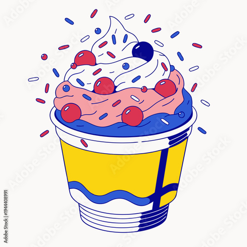 Colorful ice cream sundae with sprinkles dessert