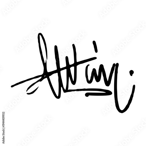 Hand Drawn Signature Illustration with Artistic Flourish and Bold Ink Strokes for Creative Personal Identity.