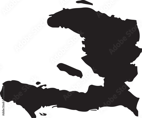 Black silhouette map of Haiti simple vector graphic for national identity travel or informational use isolated on white