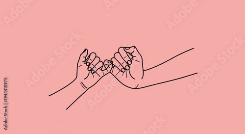 Pinky Promise Hands Illustration - Friendship, Trust, Agreement, Connection