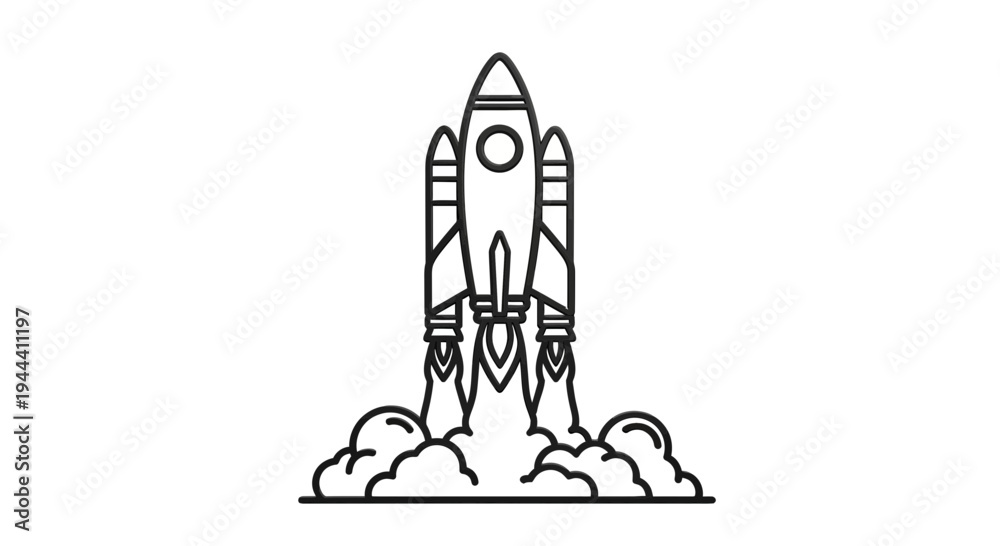 Obraz premium Rocket Launching into Space, Blast Off, Space Exploration, Science Technology