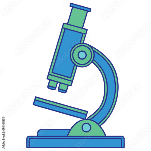 Flat Line Microscope Vector Illustration for Science Education